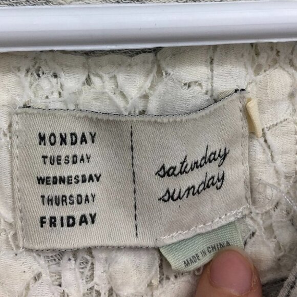 Anthropologie  Saturday Sunday Elora heathered grey 3/4 sleeve w/ruffle blue hem - Picture 6 of 15